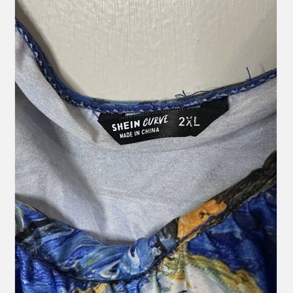 Shein Starry Night Long Sleeve Dress with Ruching Size 2XL - Picture 2 of 3